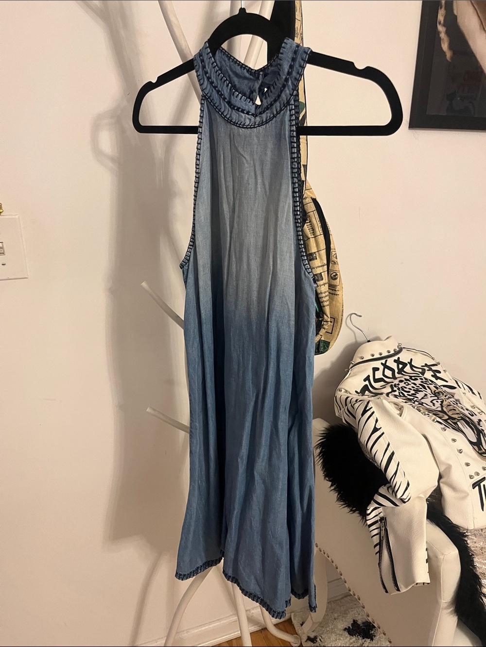 Chelsea & Violet Light Wash Blue Halter Midi Dress